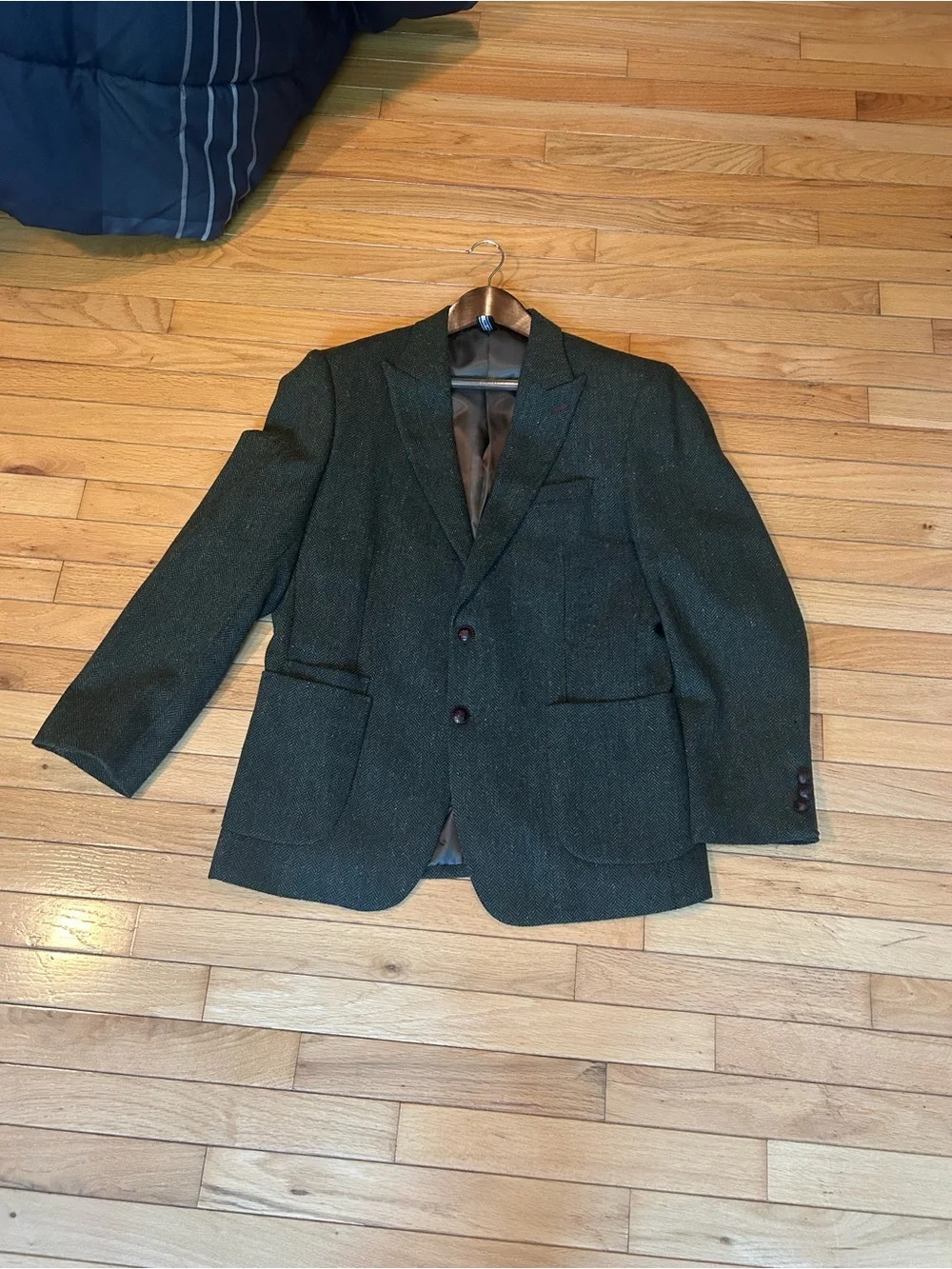 Men's Dark Green Notch-Lapel Sport Coat - Tailored Wool Blend